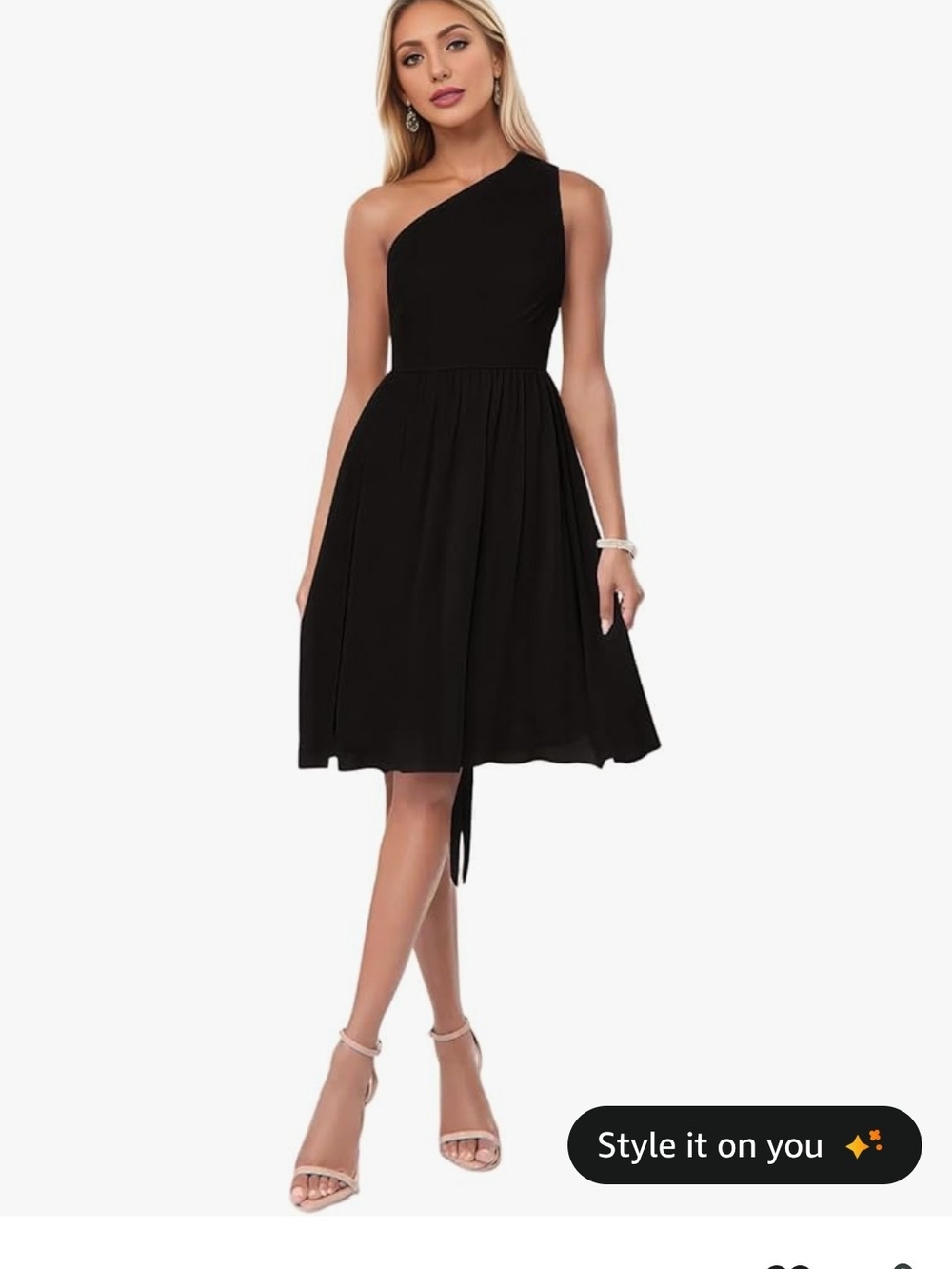 Elegant One-Shoulder Black A-Line Dress